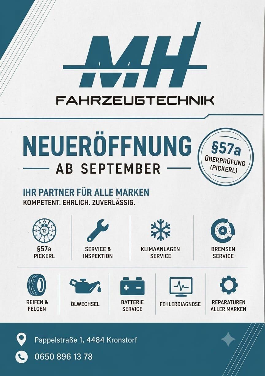 MH Fahrzeugtechnik Neueröffnung Ab September